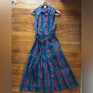 J. Crew Multicolor Plaid Maxi Shirt Dress